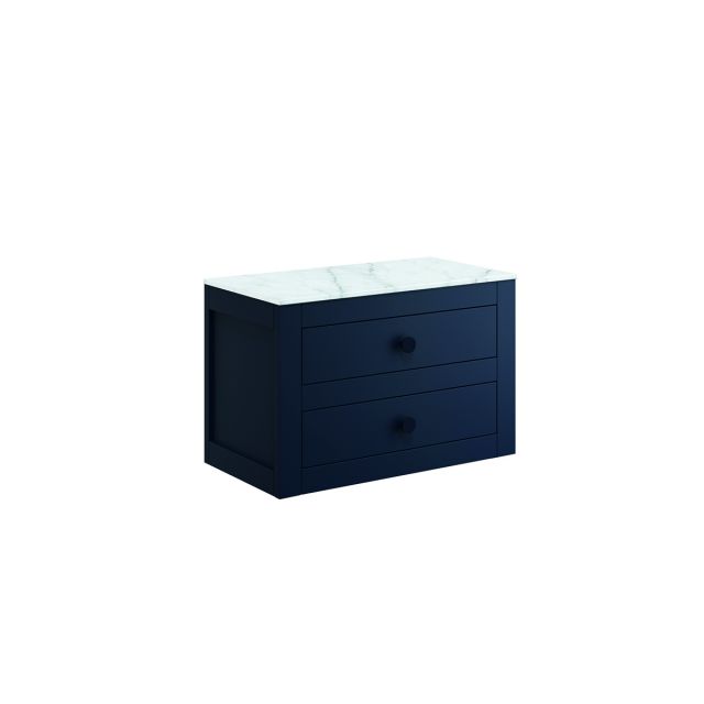 Crosswater Canvass 700 Double Drawer Unit in Deep Indigo Blue