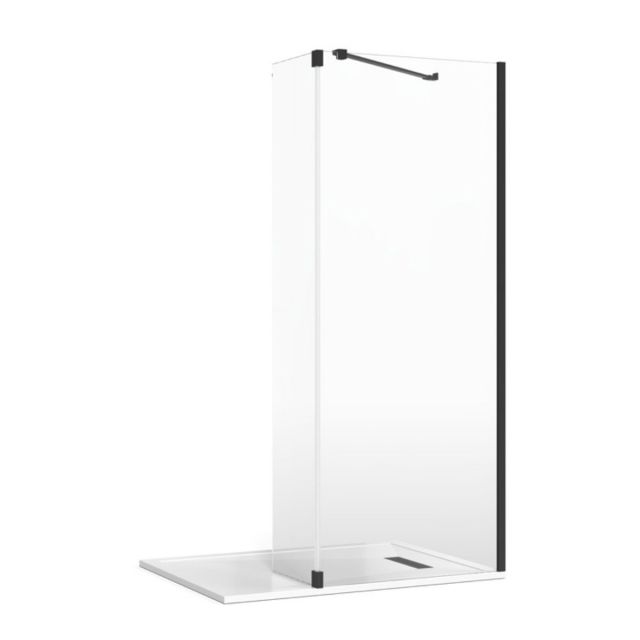 Crosswater Gallery 8 Recess Shower Enclosure with Fixed Deflector and Angled Support in Matt Black