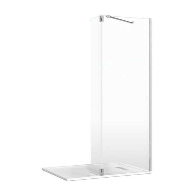 Crosswater Gallery 8 Recess Shower Enclosure with Hinged Deflector and Angled Support in Brushed Stainless Steel