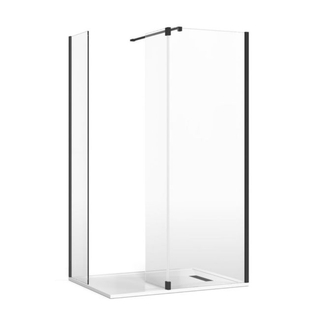 Crosswater Gallery 8 Corner Shower Enclosure with Fixed Deflector and Wall Support in Matt Black