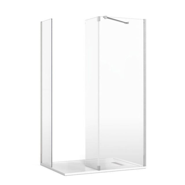 Crosswater Gallery 8 Corner Shower Enclosure with Fixed Deflector and Angled Support in Brushed Stainless Steel