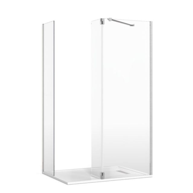 Crosswater Gallery 8 Corner Shower Enclosure with Hinged Deflector and Angled Support in Brushed Stainless Steel