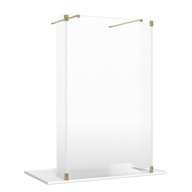 Crosswater Gallery 8 Walk Through Shower Enclosure with Hinged Deflectors in Brushed Brass