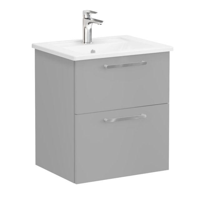 VitrA Root Flat Washbasin Unit with 2 Drawers in Matt Rock Grey (60cm)
