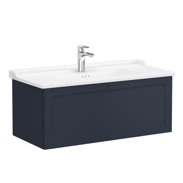 VitrA Root Classic Washbasin Unit with Drawer in Matt Dark Blue (100cm)