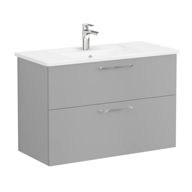 VitrA Root Flat Washbasin Unit with 2 Drawers in Matt Rock Grey (100cm)