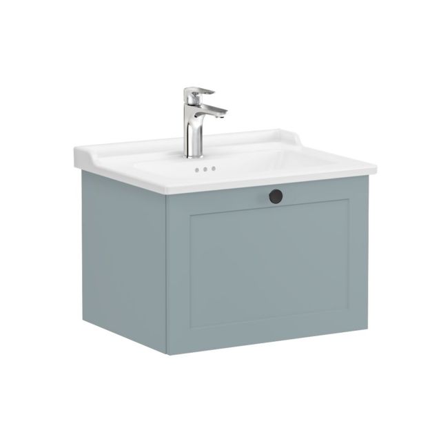 VitrA Root Classic Washbasin Unit with Drawer in Matt Fjord Green (60cm)