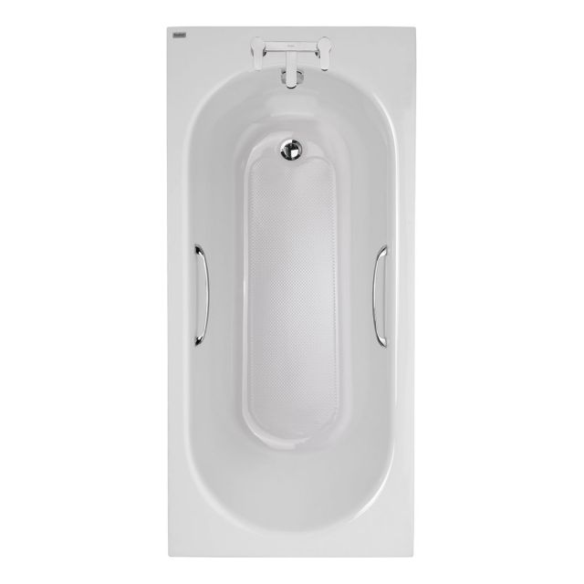 Twyford Opal 1700 x 700mm 2 Tap Hole Single Ended Bath with Tread and Chrome Grips - OL8822WH