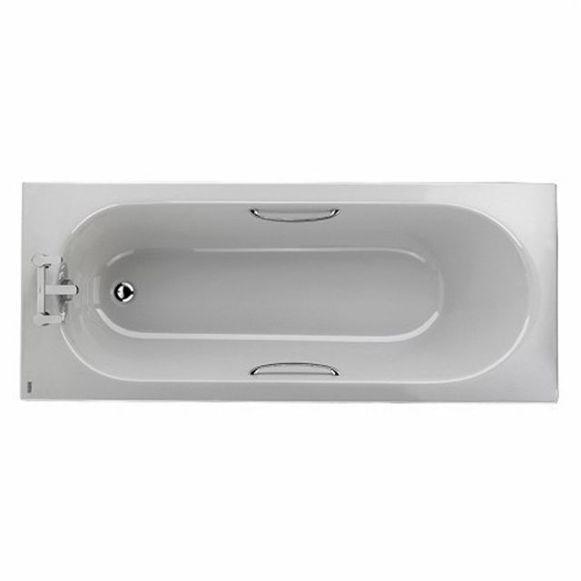 Twyford Opal Low Capacity 1700 x 700mm 2 Tap Hole Single Ended Bath with Chrome Grips - OL8322WH