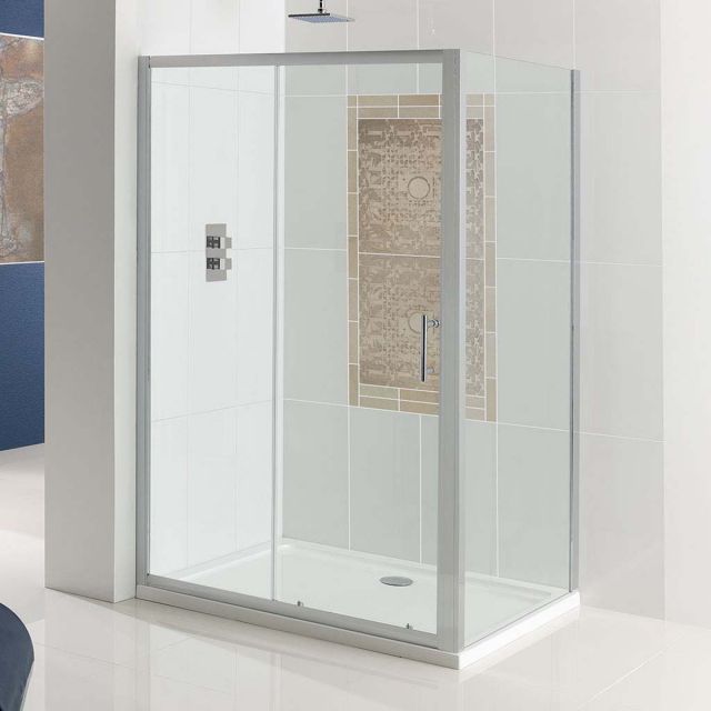 UK Bathrooms Essentials Debo Sliding Shower Door in Chrome