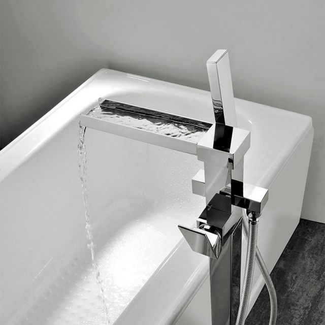 Origins Atlas Z Freestanding Waterfall Bath Shower Mixer - Chrome
