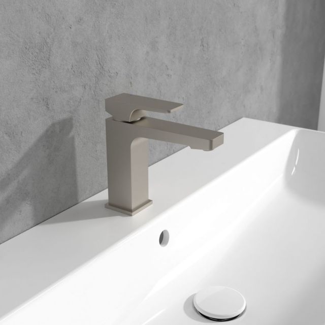 Villeroy & Boch Architectura Square Single-Lever Basin Mixer in Brushed Nickel - TVW12500400064