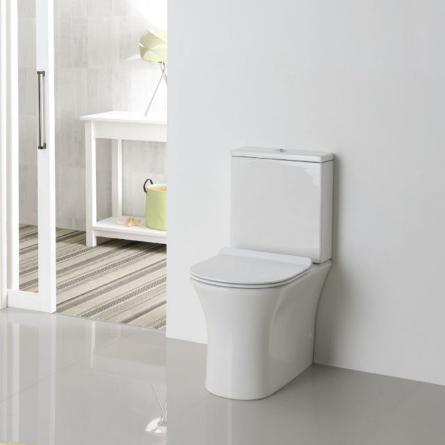Essentials Falcom Rimless Comfort Height Back to Wall Close Coupled Toilet