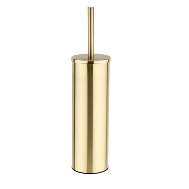 Astrala Prato Round Wall Mounted Toilet Brush and Holder in Brushed Brass