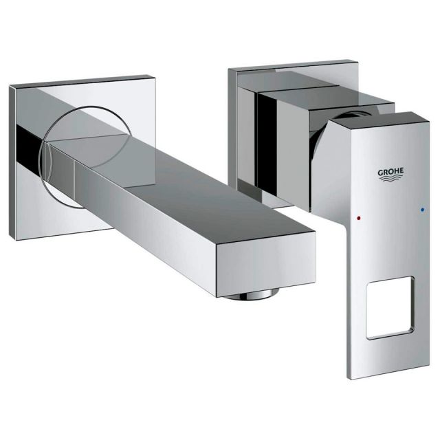 Grohe Eurocube 2 Hole 171mm Wall Mounted Basin Mixer Tap in Chrome - 19895000
