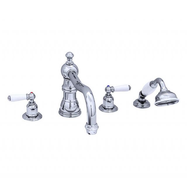 Perrin and Rowe Traditional Four Hole Bath Set with Country Spout