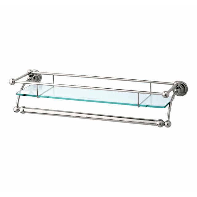 Perrin and Rowe Traditional Glass Shelf with Towel Rail - 6975CP